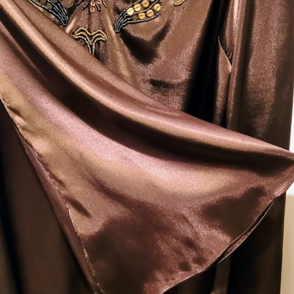 Patti Labelle  Blouse Brown - Beads - Embellished - Butterfly Sleeves size 16 - Picture 3 of 5